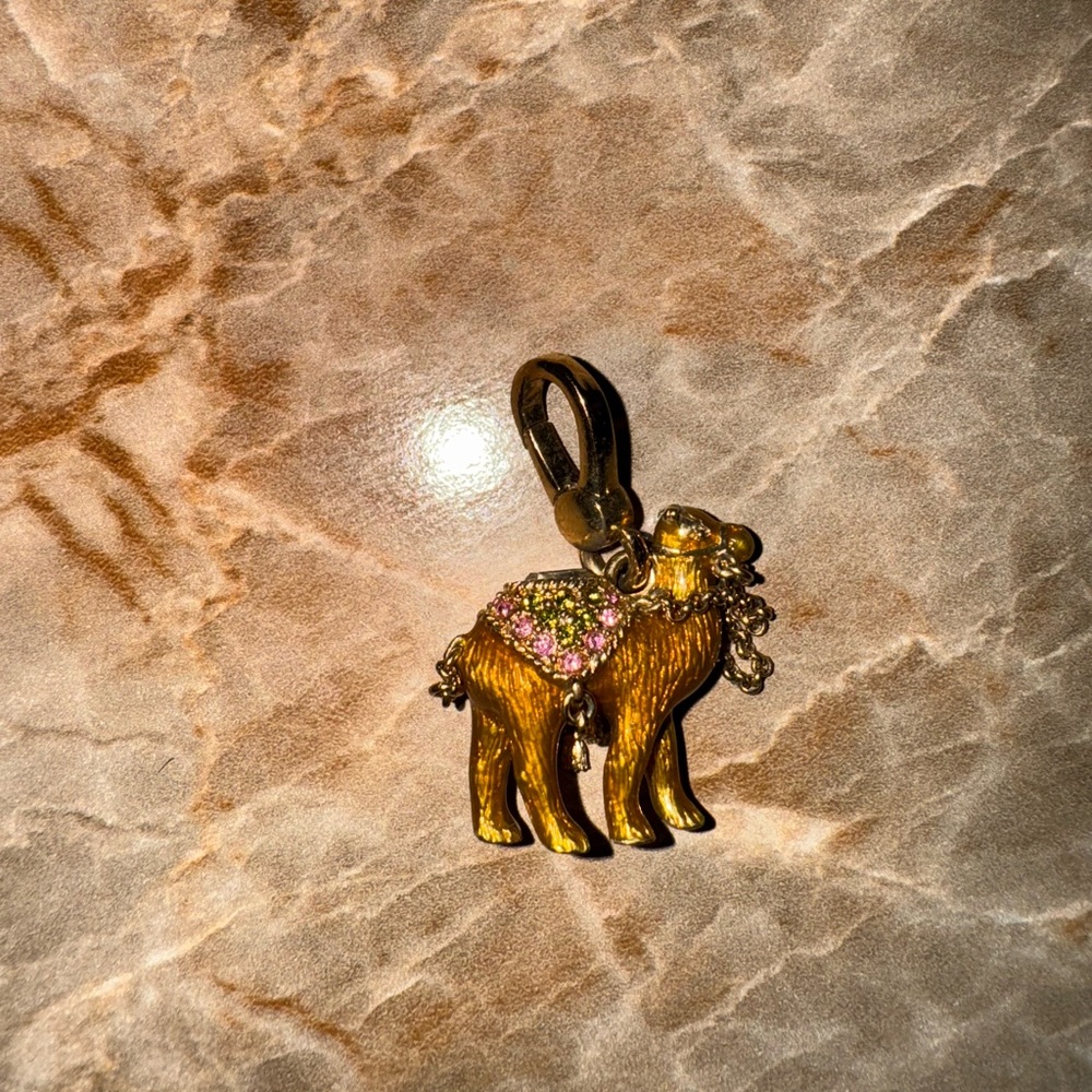 Gold and Pink Dog Keychain Charm